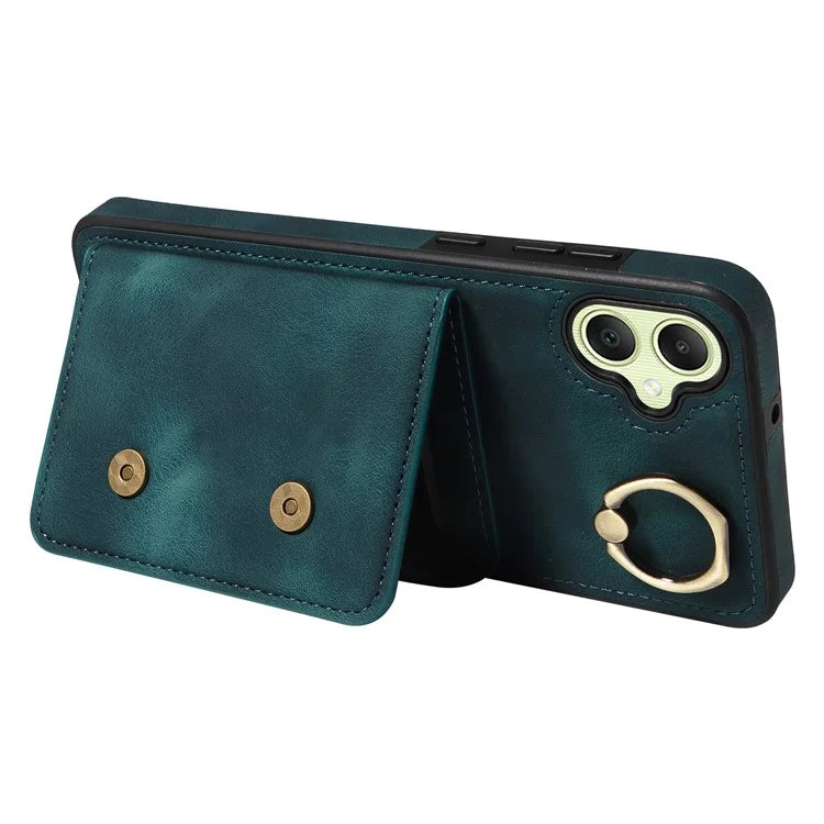 001 For Samsung Galaxy A05 4G Case Secure-Grip Kickstand Leather + TPU Phone Cover