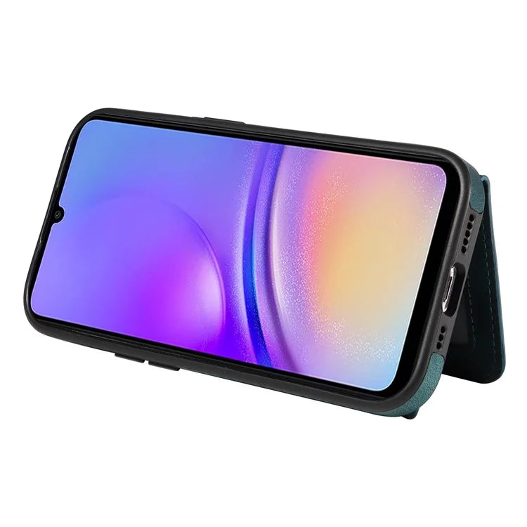 001 For Samsung Galaxy A05 4G Case Secure-Grip Kickstand Leather + TPU Phone Cover