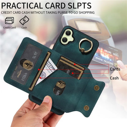 001 For Samsung Galaxy A05 4G Case Secure-Grip Kickstand Leather + TPU Phone Cover