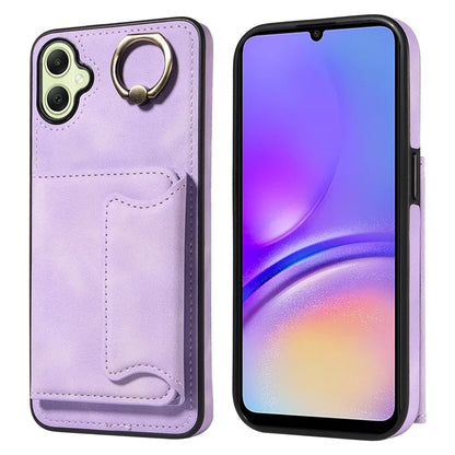 001 For Samsung Galaxy A05 4G Case Secure-Grip Kickstand Leather + TPU Phone Cover