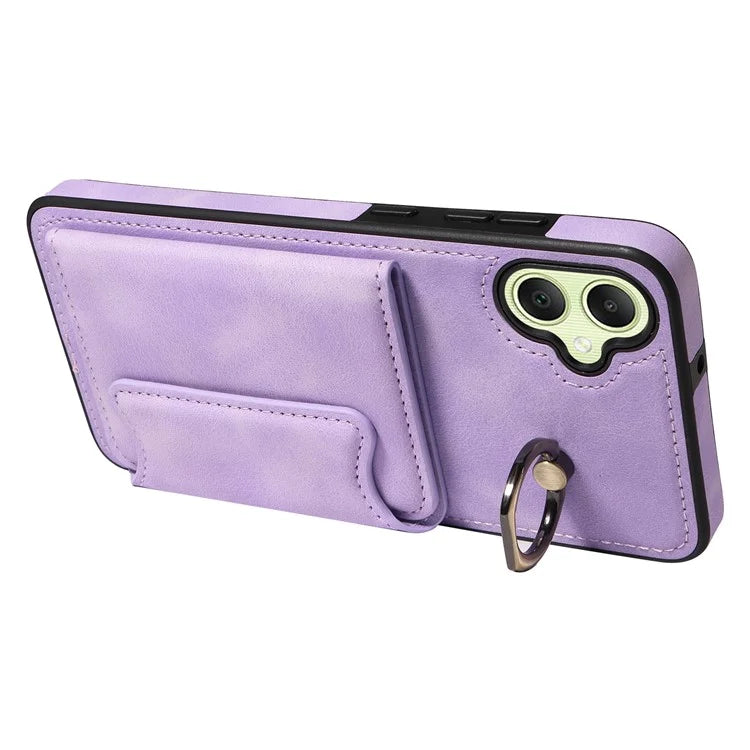 001 For Samsung Galaxy A05 4G Case Secure-Grip Kickstand Leather + TPU Phone Cover