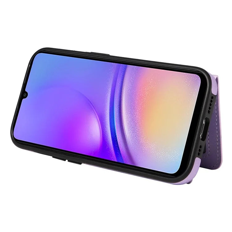 001 For Samsung Galaxy A05 4G Case Secure-Grip Kickstand Leather + TPU Phone Cover