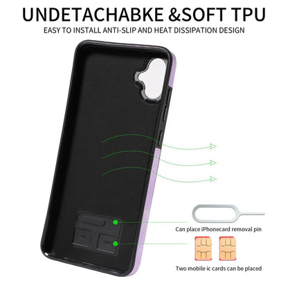 001 For Samsung Galaxy A05 4G Case Secure-Grip Kickstand Leather + TPU Phone Cover