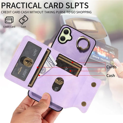 001 For Samsung Galaxy A05 4G Case Secure-Grip Kickstand Leather + TPU Phone Cover