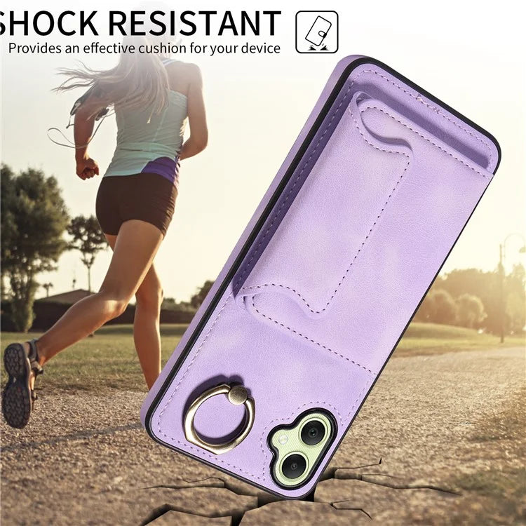 001 For Samsung Galaxy A05 4G Case Secure-Grip Kickstand Leather + TPU Phone Cover