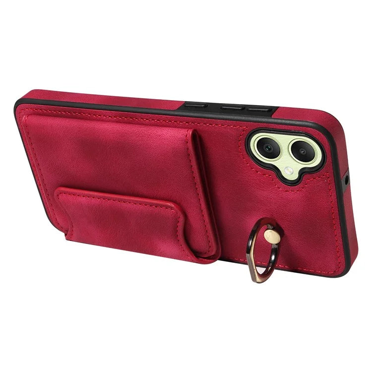 001 For Samsung Galaxy A05 4G Case Secure-Grip Kickstand Leather + TPU Phone Cover