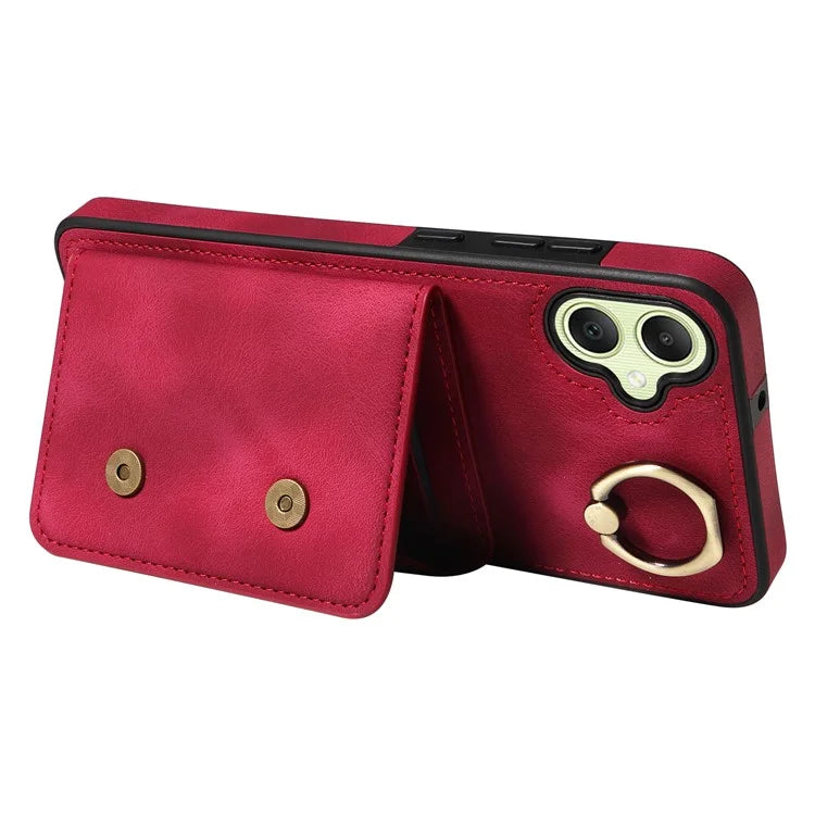 001 For Samsung Galaxy A05 4G Case Secure-Grip Kickstand Leather + TPU Phone Cover