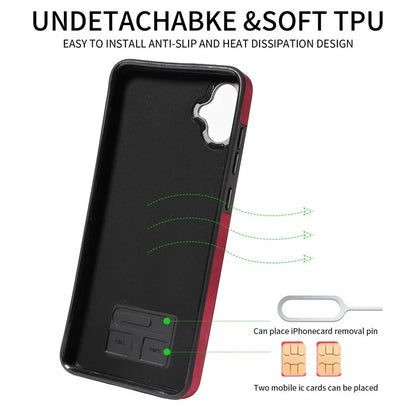 001 For Samsung Galaxy A05 4G Case Secure-Grip Kickstand Leather + TPU Phone Cover