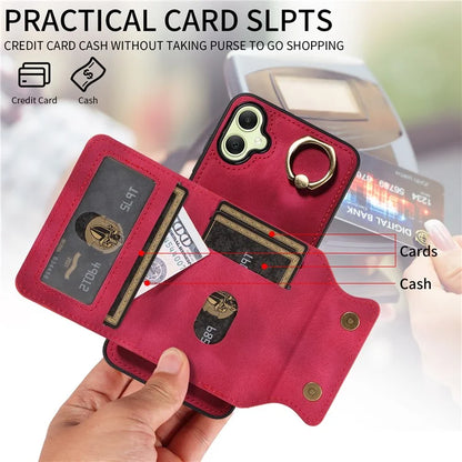 001 For Samsung Galaxy A05 4G Case Secure-Grip Kickstand Leather + TPU Phone Cover