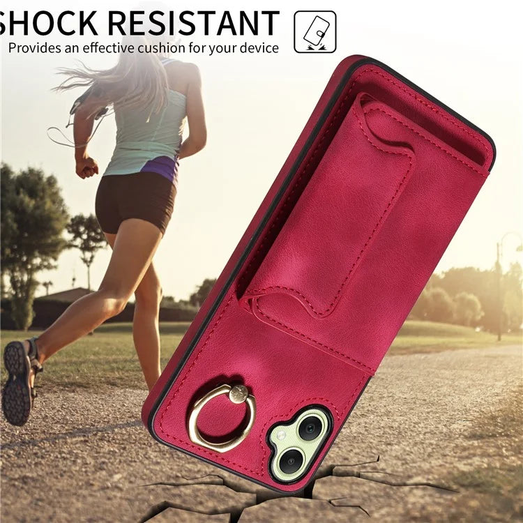 001 For Samsung Galaxy A05 4G Case Secure-Grip Kickstand Leather + TPU Phone Cover