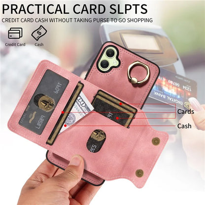 001 For Samsung Galaxy A05 4G Case Secure-Grip Kickstand Leather + TPU Phone Cover