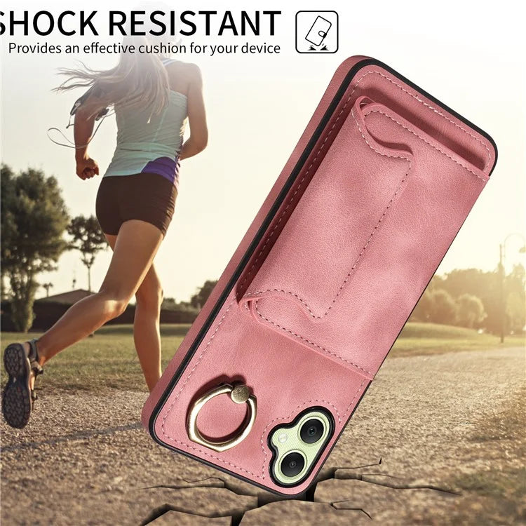 001 For Samsung Galaxy A05 4G Case Secure-Grip Kickstand Leather + TPU Phone Cover