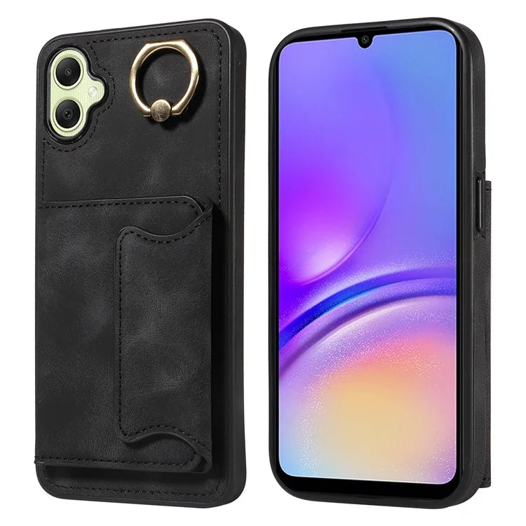 001 For Samsung Galaxy A05 4G Case Secure-Grip Kickstand Leather + TPU Phone Cover