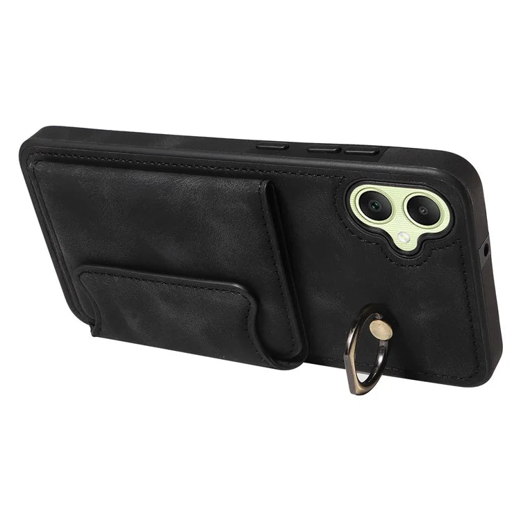 001 For Samsung Galaxy A05 4G Case Secure-Grip Kickstand Leather + TPU Phone Cover