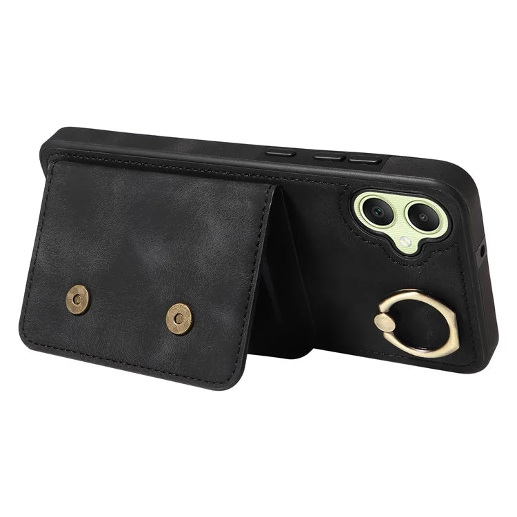 001 For Samsung Galaxy A05 4G Case Secure-Grip Kickstand Leather + TPU Phone Cover