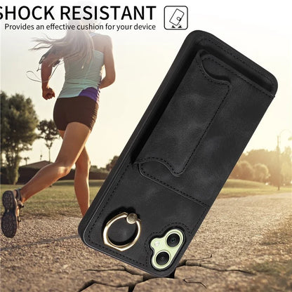 001 For Samsung Galaxy A05 4G Case Secure-Grip Kickstand Leather + TPU Phone Cover