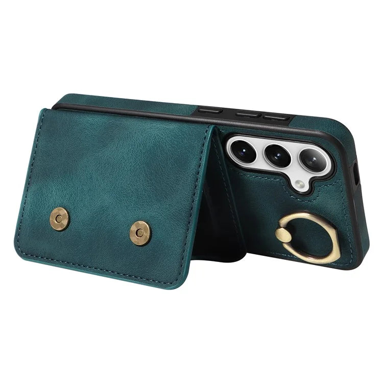 001 For Samsung Galaxy S23 FE Case Rotation Ring PU Leather Magnetic Clasp Phone Back Cover