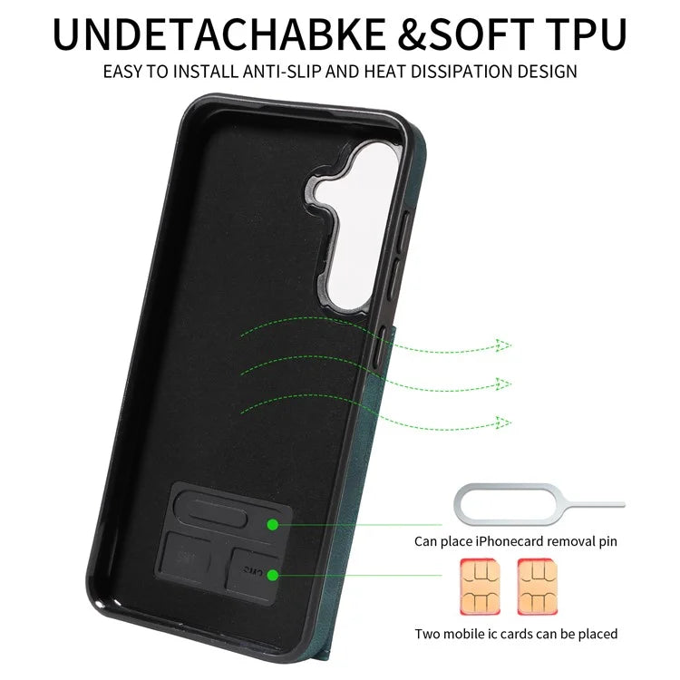 001 For Samsung Galaxy S23 FE Case Rotation Ring PU Leather Magnetic Clasp Phone Back Cover