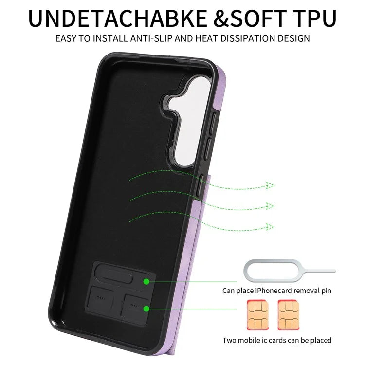 001 For Samsung Galaxy S23 FE Case Rotation Ring PU Leather Magnetic Clasp Phone Back Cover