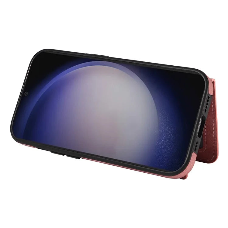 001 For Samsung Galaxy S23 FE Case Rotation Ring PU Leather Magnetic Clasp Phone Back Cover