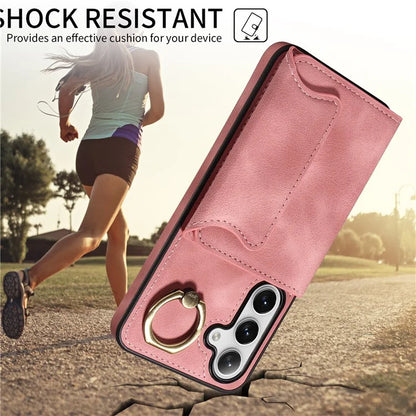 001 For Samsung Galaxy S23 FE Case Rotation Ring PU Leather Magnetic Clasp Phone Back Cover