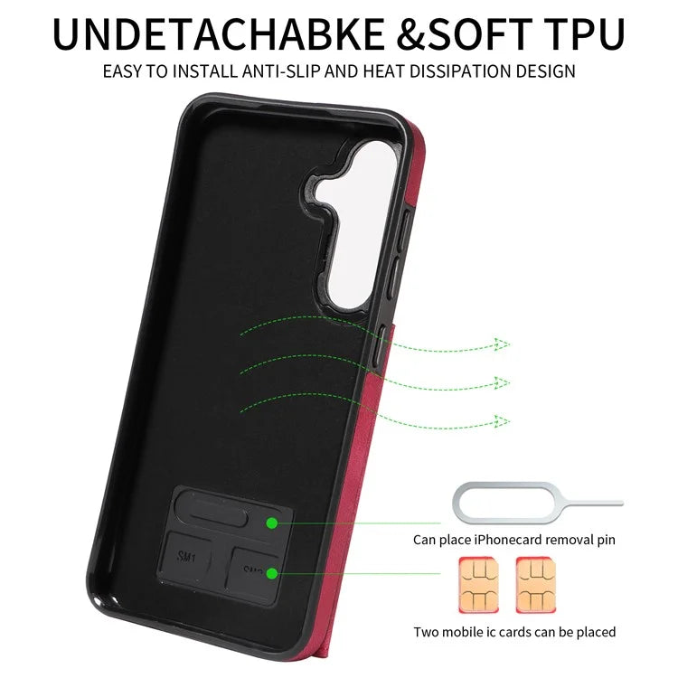 001 For Samsung Galaxy S23 FE Case Rotation Ring PU Leather Magnetic Clasp Phone Back Cover