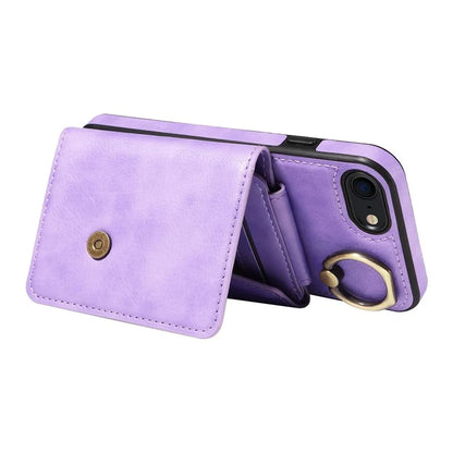 002 For iPhone SE (2022) / SE (2020) / iPhone 8 / 7 / 6s / 6 Case Leather TPU Crossbody Phone Cover Card Holder