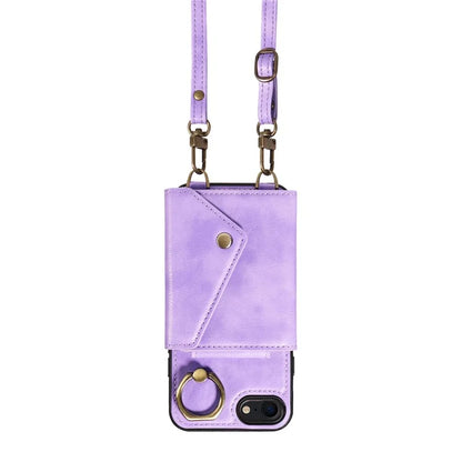 002 For iPhone SE (2022) / SE (2020) / iPhone 8 / 7 / 6s / 6 Case Leather TPU Crossbody Phone Cover Card Holder