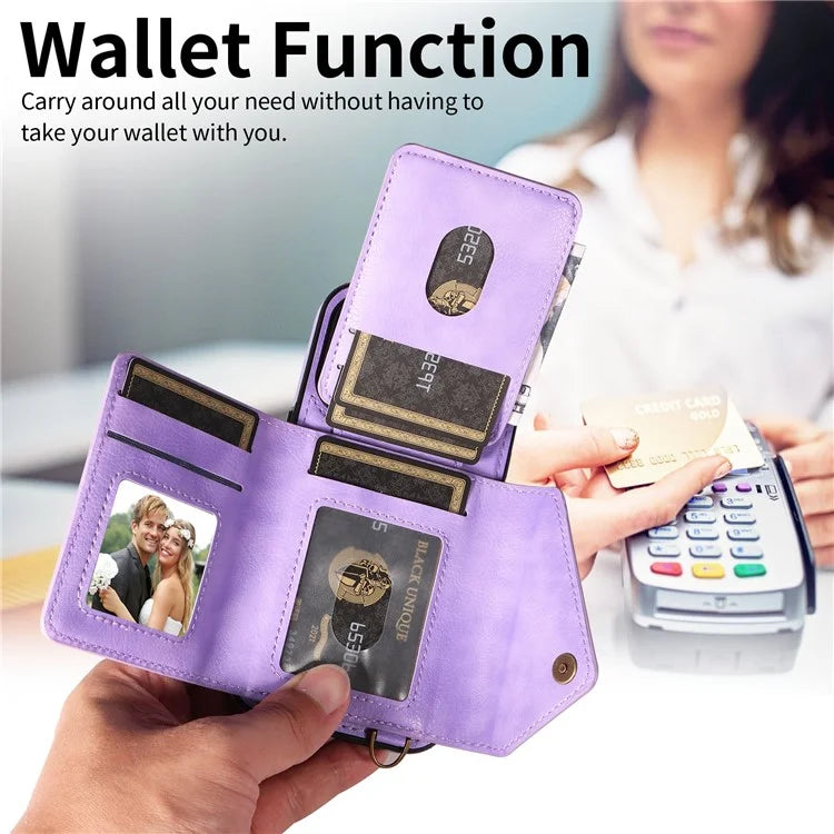 002 For iPhone SE (2022) / SE (2020) / iPhone 8 / 7 / 6s / 6 Case Leather TPU Crossbody Phone Cover Card Holder