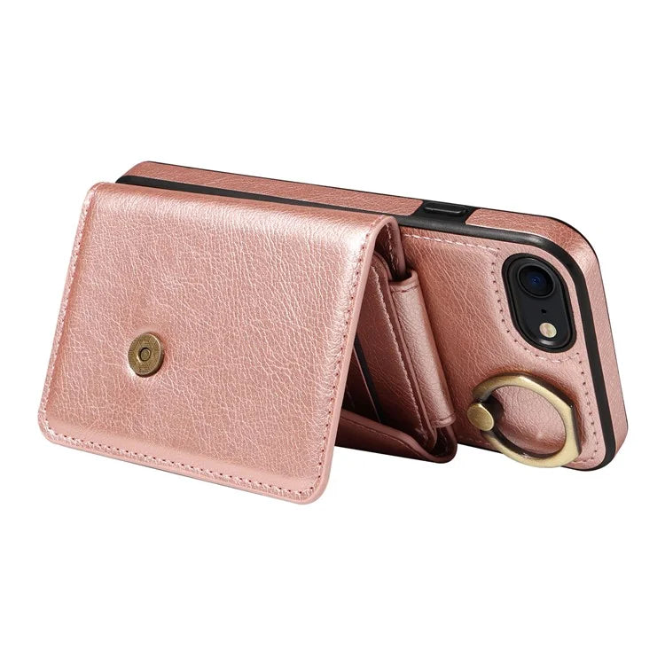 002 For iPhone SE (2022) / SE (2020) / iPhone 8 / 7 / 6s / 6 Case Leather TPU Crossbody Phone Cover Card Holder