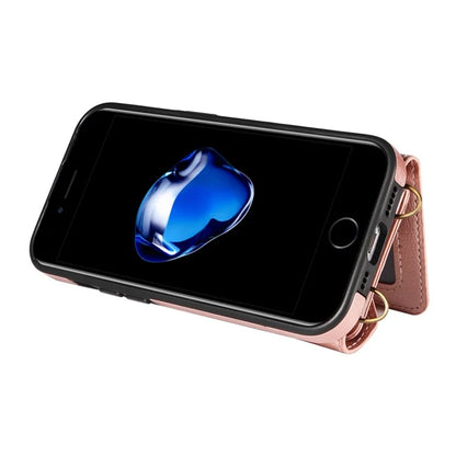 002 For iPhone SE (2022) / SE (2020) / iPhone 8 / 7 / 6s / 6 Case Leather TPU Crossbody Phone Cover Card Holder