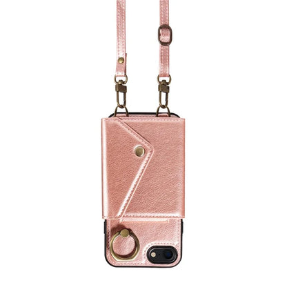 002 For iPhone SE (2022) / SE (2020) / iPhone 8 / 7 / 6s / 6 Case Leather TPU Crossbody Phone Cover Card Holder