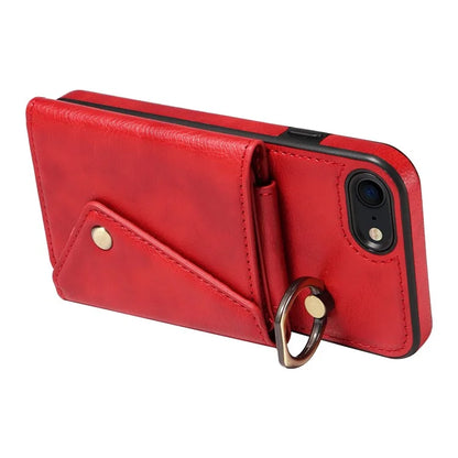 002 For iPhone SE (2022) / SE (2020) / iPhone 8 / 7 / 6s / 6 Case Leather TPU Crossbody Phone Cover Card Holder