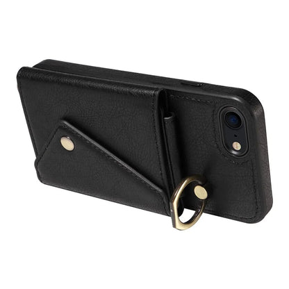 002 For iPhone SE (2022) / SE (2020) / iPhone 8 / 7 / 6s / 6 Case Leather TPU Crossbody Phone Cover Card Holder