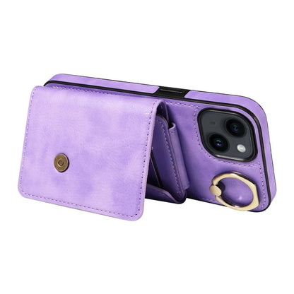 002 For iPhone 14 Case with Crossbody Shoulder Strap Leather Card Holder Back Phone Cover