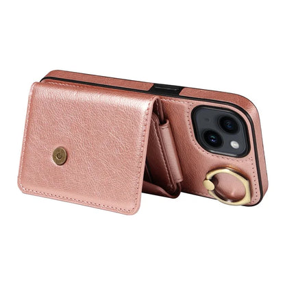 002 For iPhone 14 Case with Crossbody Shoulder Strap Leather Card Holder Back Phone Cover