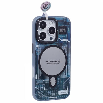 YOUNGKIT Technology Series for iPhone 16 Pro Case Compatible with MagSafe PC+TPU Matte Phone Cover IMD Pattern