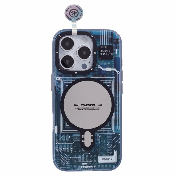 YOUNGKIT Technology Series for iPhone 16 Pro Case Compatible with MagSafe PC+TPU Matte Phone Cover IMD Pattern