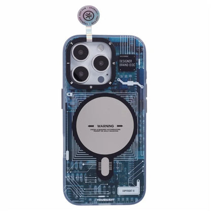 YOUNGKIT Technology Series for iPhone 16 Pro Case Compatible with MagSafe PC+TPU Matte Phone Cover IMD Pattern