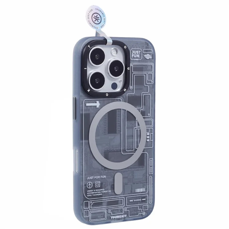 YOUNGKIT Technology Series for iPhone 16 Pro Case Compatible with MagSafe PC+TPU Matte Phone Cover IMD Pattern
