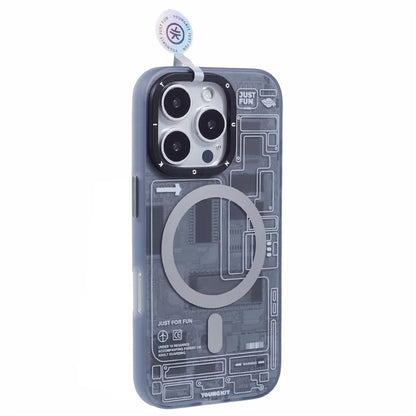 YOUNGKIT Technology Series for iPhone 16 Pro Case Compatible with MagSafe PC+TPU Matte Phone Cover IMD Pattern