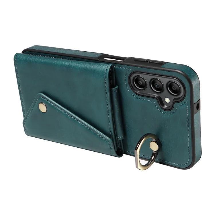 002 For Samsung Galaxy A14 4G / 5G Case Leather Anti-Drop Kickstand Back Cover Crossbody Strap