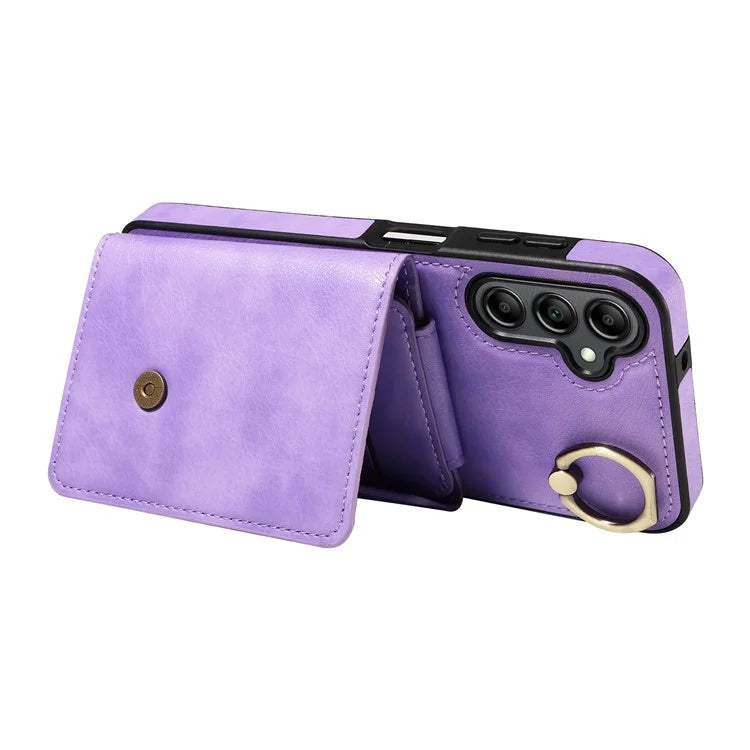 002 For Samsung Galaxy A14 4G / 5G Case Leather Anti-Drop Kickstand Back Cover Crossbody Strap