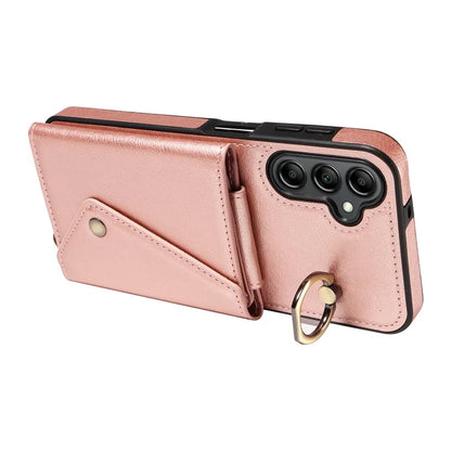 002 For Samsung Galaxy A14 4G / 5G Case Leather Anti-Drop Kickstand Back Cover Crossbody Strap