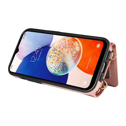 002 For Samsung Galaxy A14 4G / 5G Case Leather Anti-Drop Kickstand Back Cover Crossbody Strap