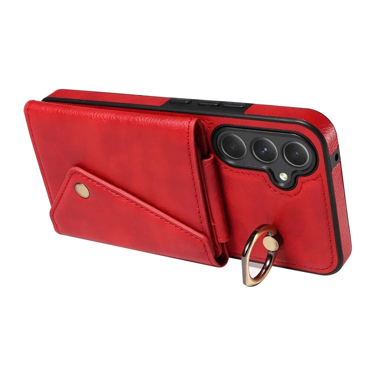 002 For Samsung Galaxy A54 5G Case Leather Card Holder Phone Case Crossbody Strap