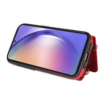 002 For Samsung Galaxy A54 5G Case Leather Card Holder Phone Case Crossbody Strap