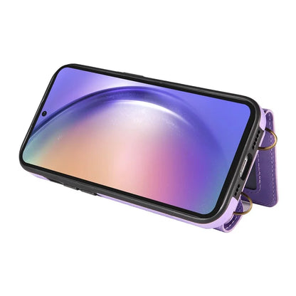 002 For Samsung Galaxy A54 5G Case Leather Card Holder Phone Case Crossbody Strap