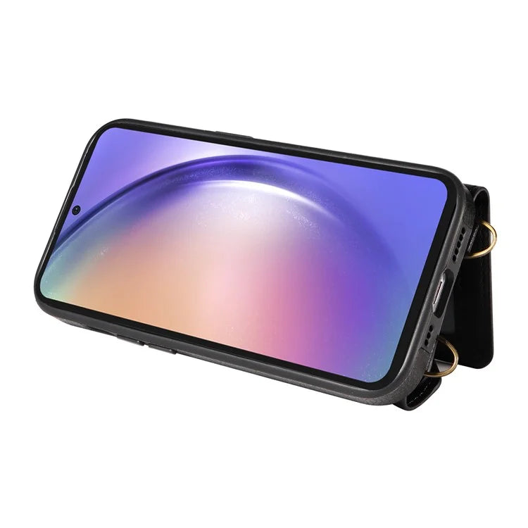 002 For Samsung Galaxy A54 5G Case Leather Card Holder Phone Case Crossbody Strap