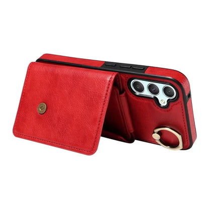 002 For Samsung Galaxy A34 5G Crossbody Case Leather TPU Phone Cover Card Holder Rotation Ring Kickstand